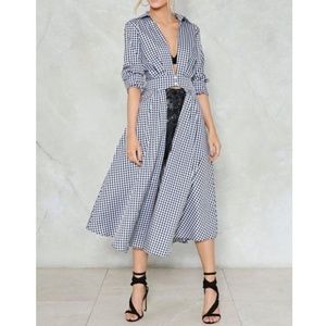 Black & White Check Gingham Shirt Coat Dress